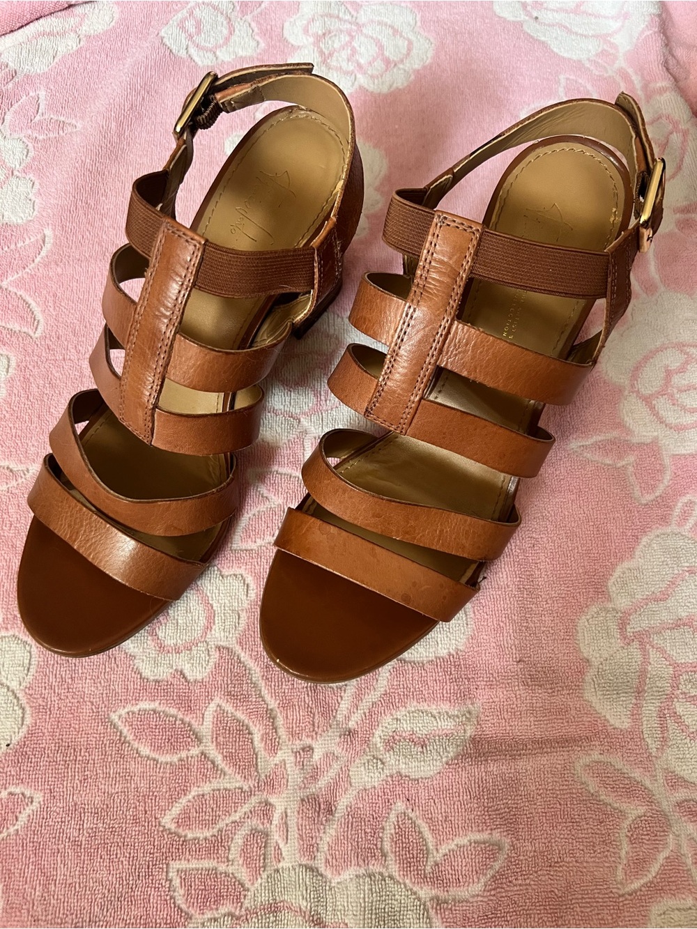 Franco Sarto Tan Multi-Strap Leather Sandals